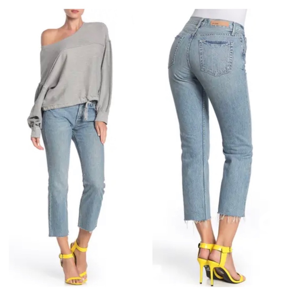 GRLFRND Tatum Crop Flare Distressed Raw Hem Jeans Sz 30 - Picture 2 of 12